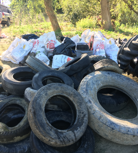 Trash tires and bags 