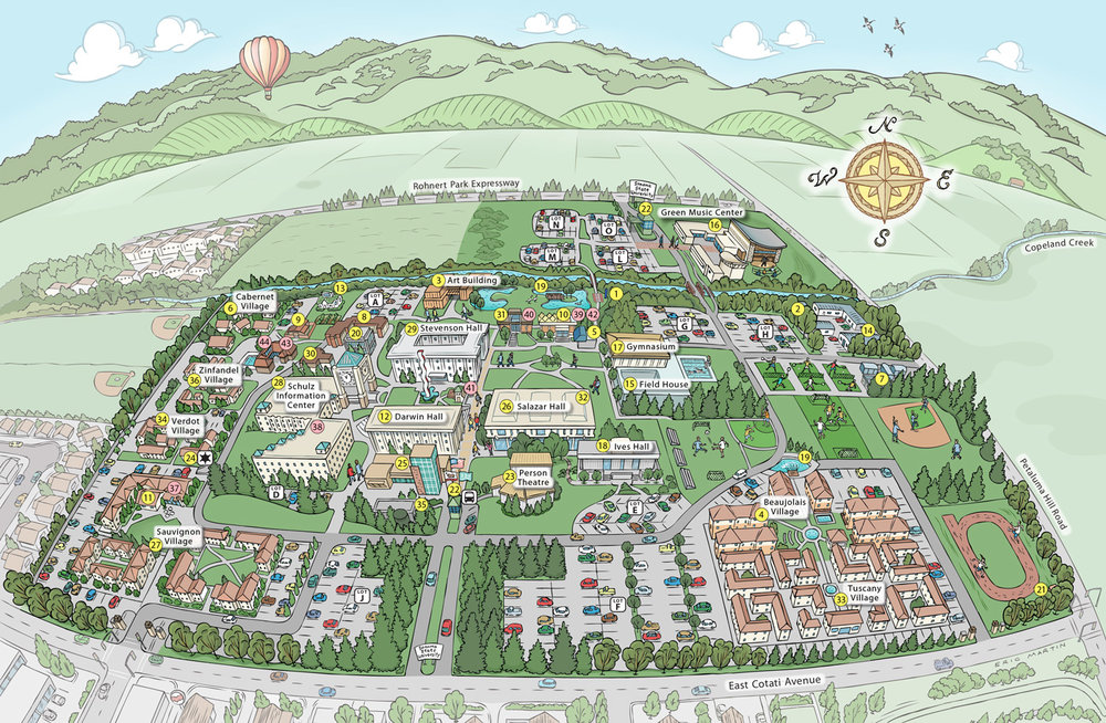 Drawn map of Sonoma State