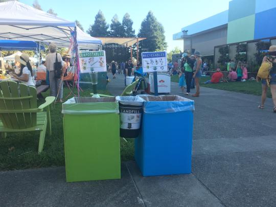Trash cans at concert